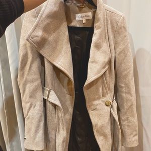 Calvin Klein wool blend taupe color coat